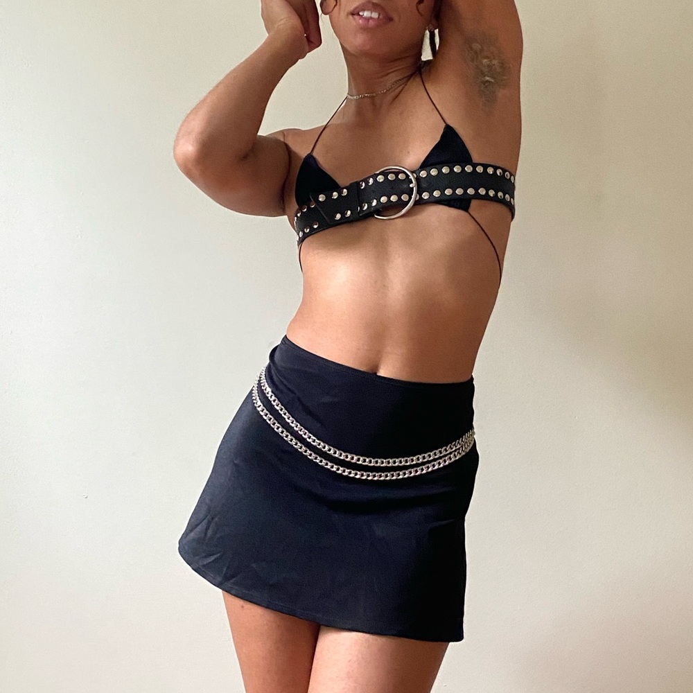Vintage Black Mini Skirt w/ slit